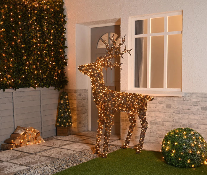 Standing Brown Rattan Stag 180cm