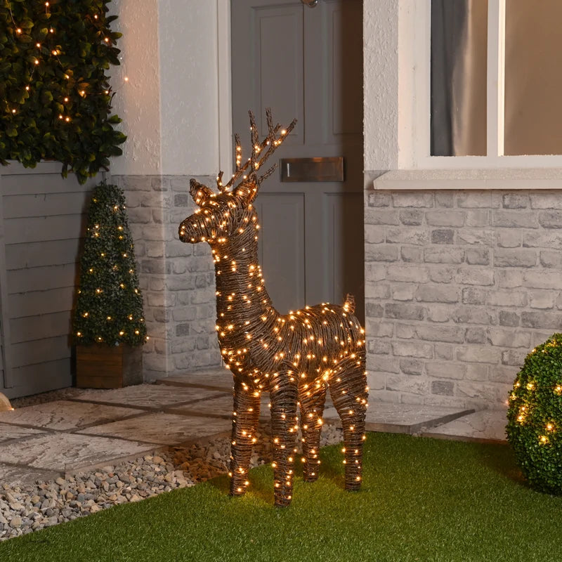 Standing Brown Rattan Reindeer 108cm