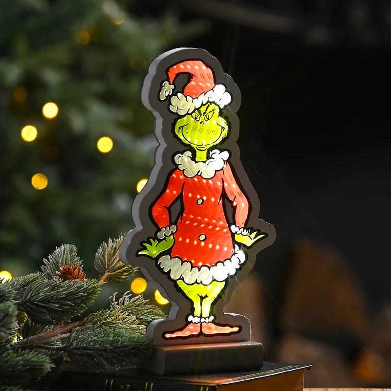 Grinch in Santa Suit Infinity Christmas Light - 20cm