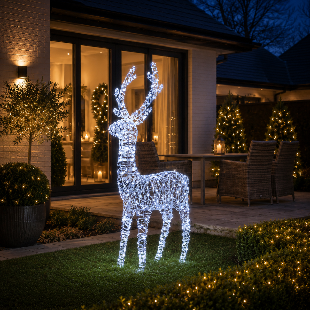 Rattan White Faux Stag 150cm