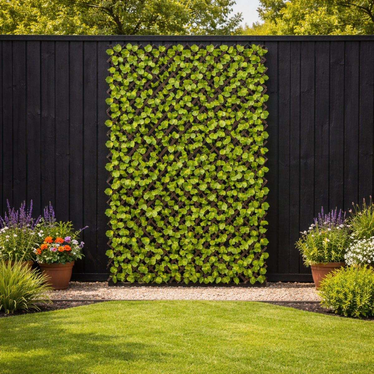 Expanding Trellis with Artificial Leaves – 100cm x 200cm Garden Screening Panel