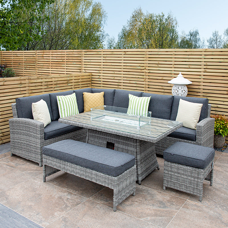 ENJOi Bordeaux Rectangle L Firepit Corner Set