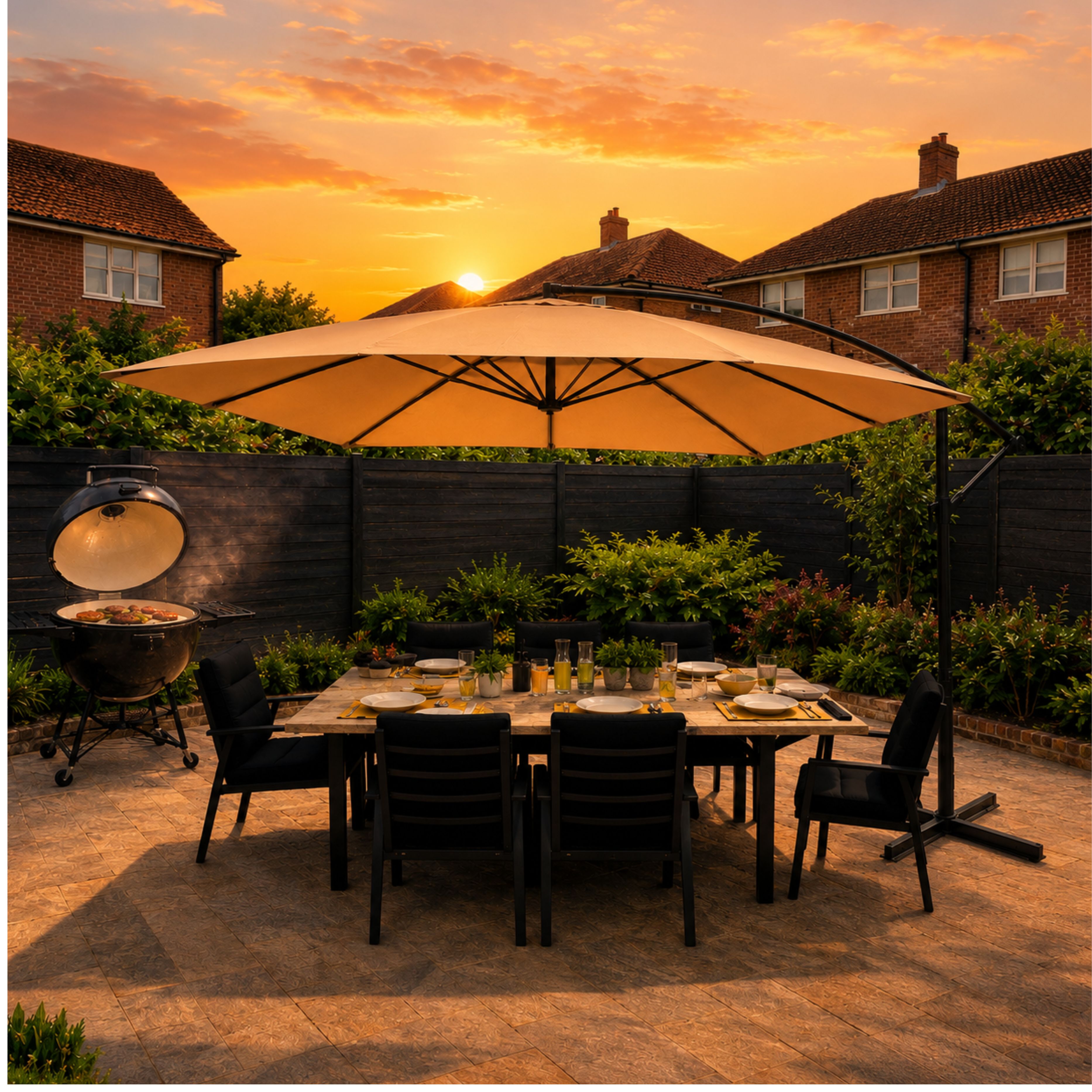 ENJOi Royal Rectangular Banana Cantilever Parasol Taupe – 3m x 2m