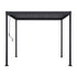 Black metal pergola structure on a white background