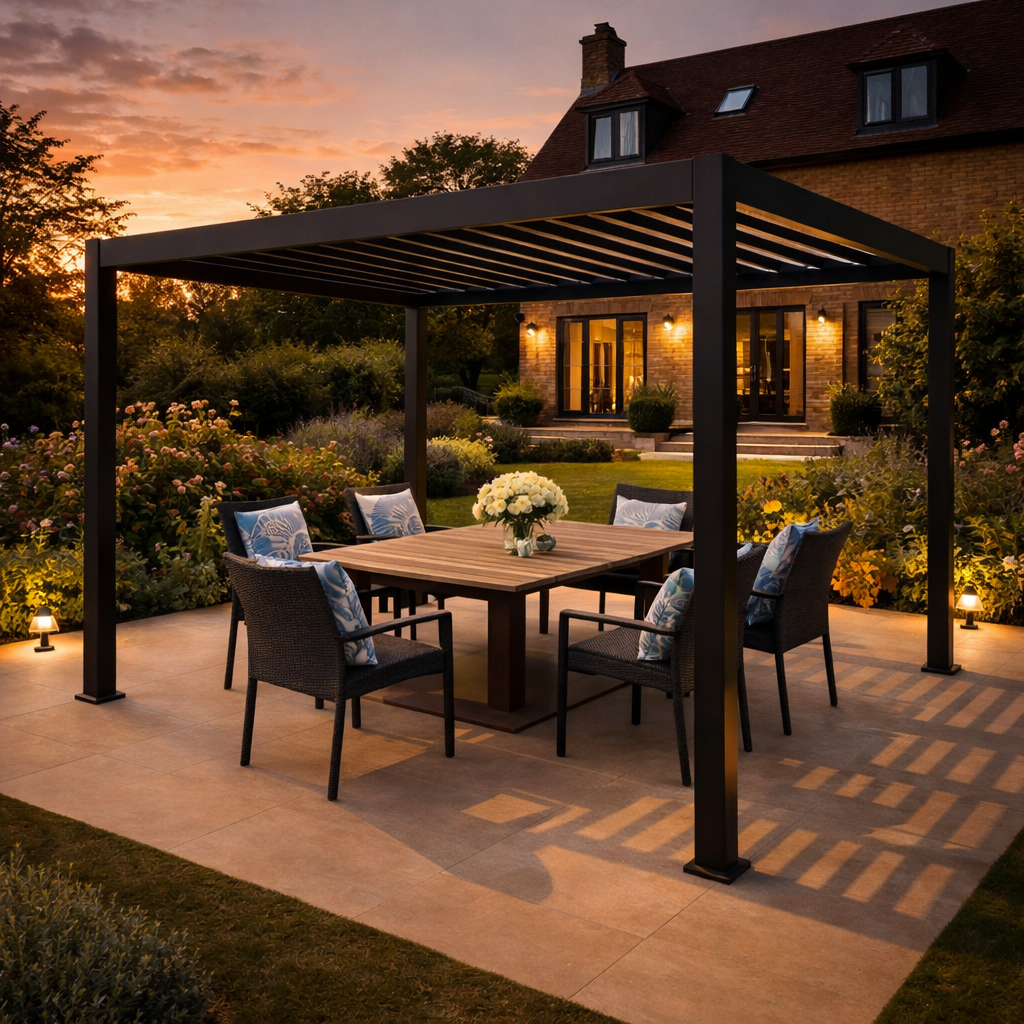 ENJOi Leo Aluminium Rectangular Pergola Anthracite Grey - 4m x 2.4m