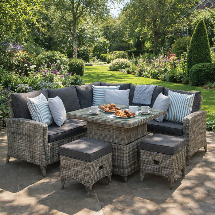 ENJOi Bordeaux Compact Corner Height Adjustable Table Set Grey
