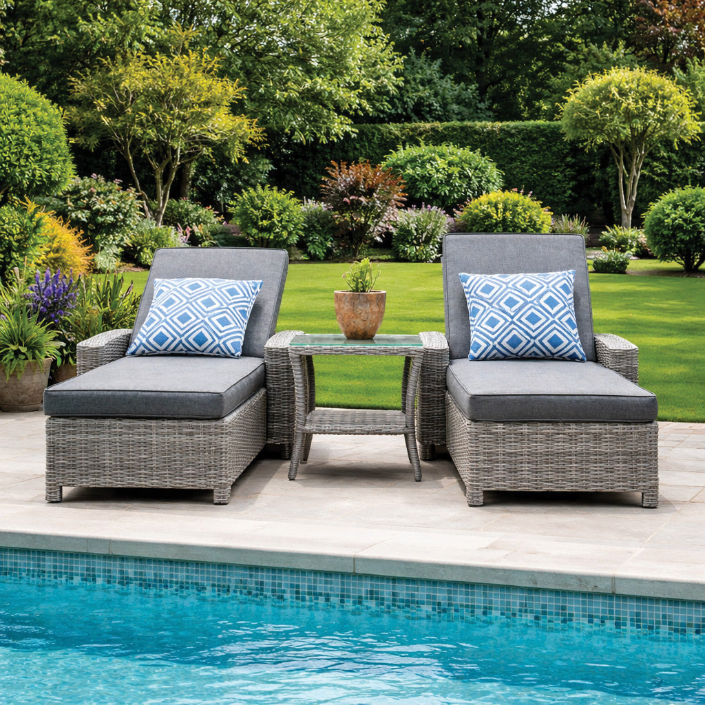 ENJOi Bordeaux Sunlounger Set Grey
