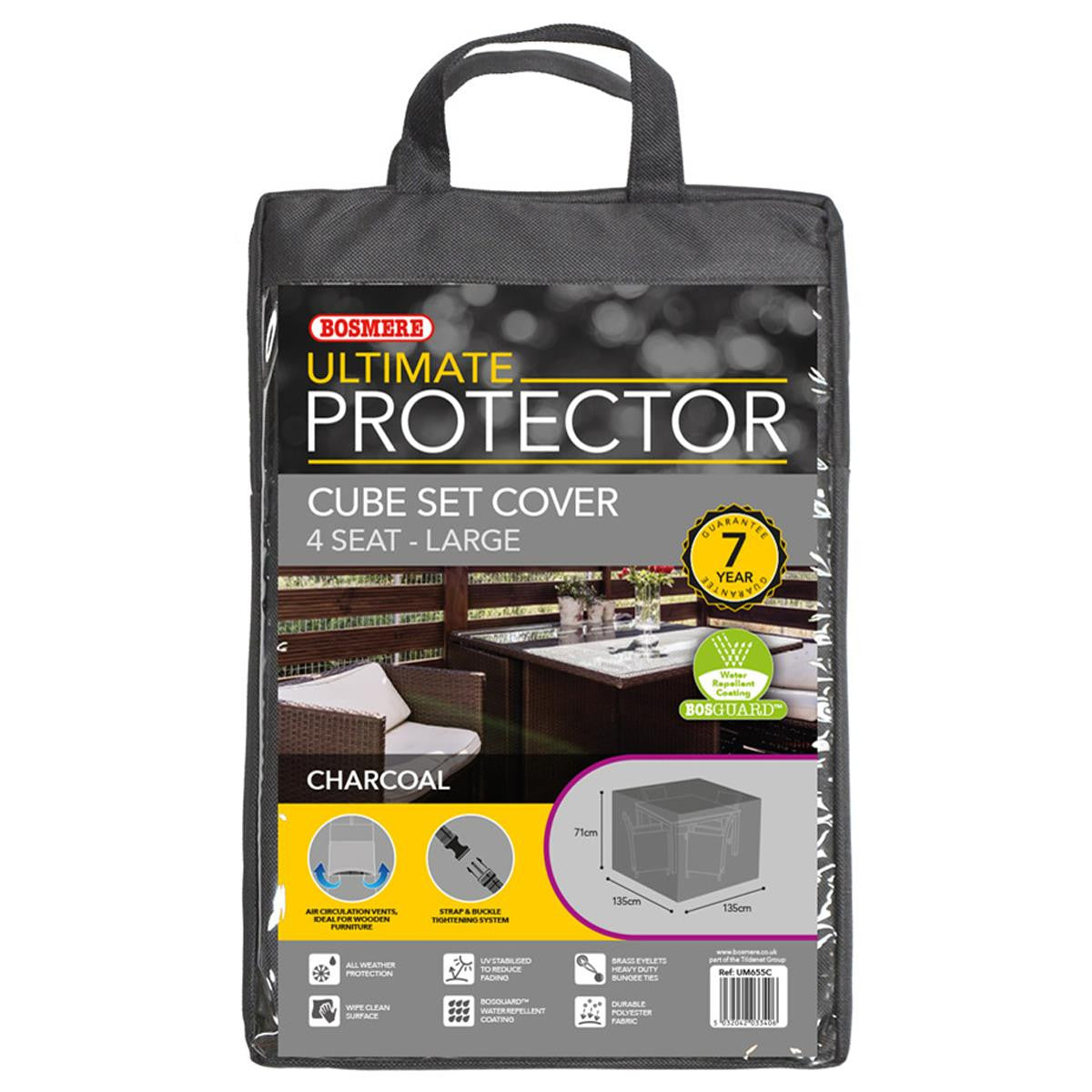 Bosmere Ultimate Protector Large 4 Seater Cube Set Cover - Charcoal - UM655C