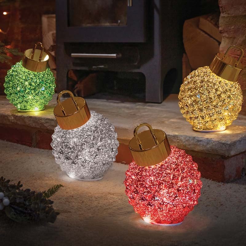 Spinning DecoBauble Gold LED Christmas Decoration