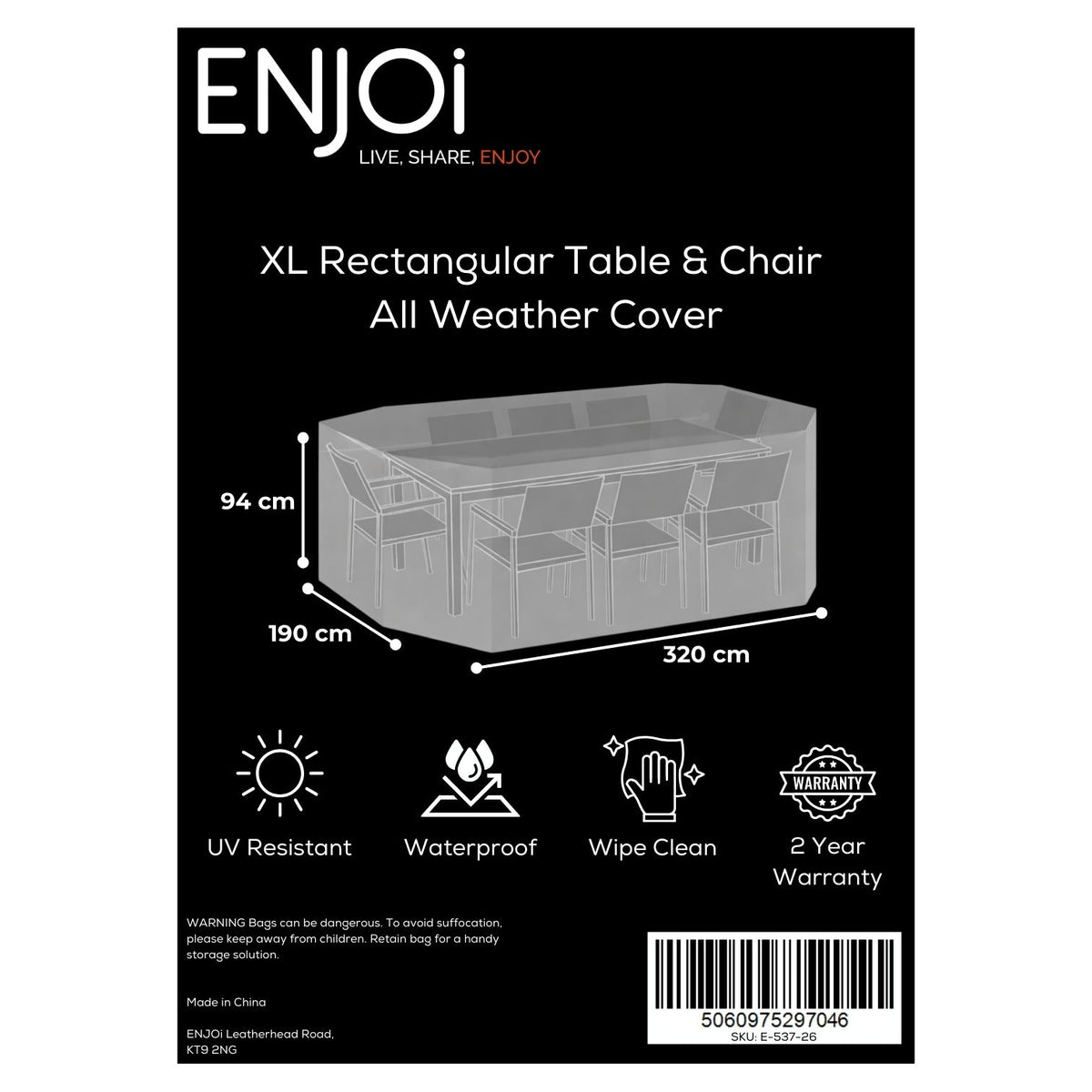 XL Rectangular Table & Chair All Weather Cover