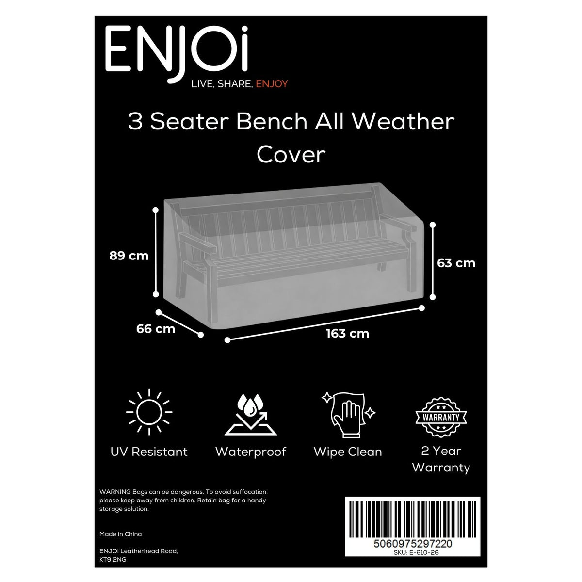 3 Seater Bench All Weather Cover