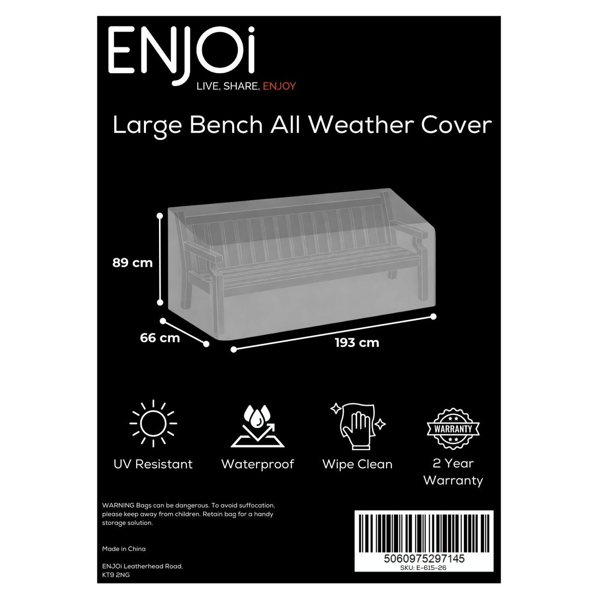 Large Bench All Weather Cover