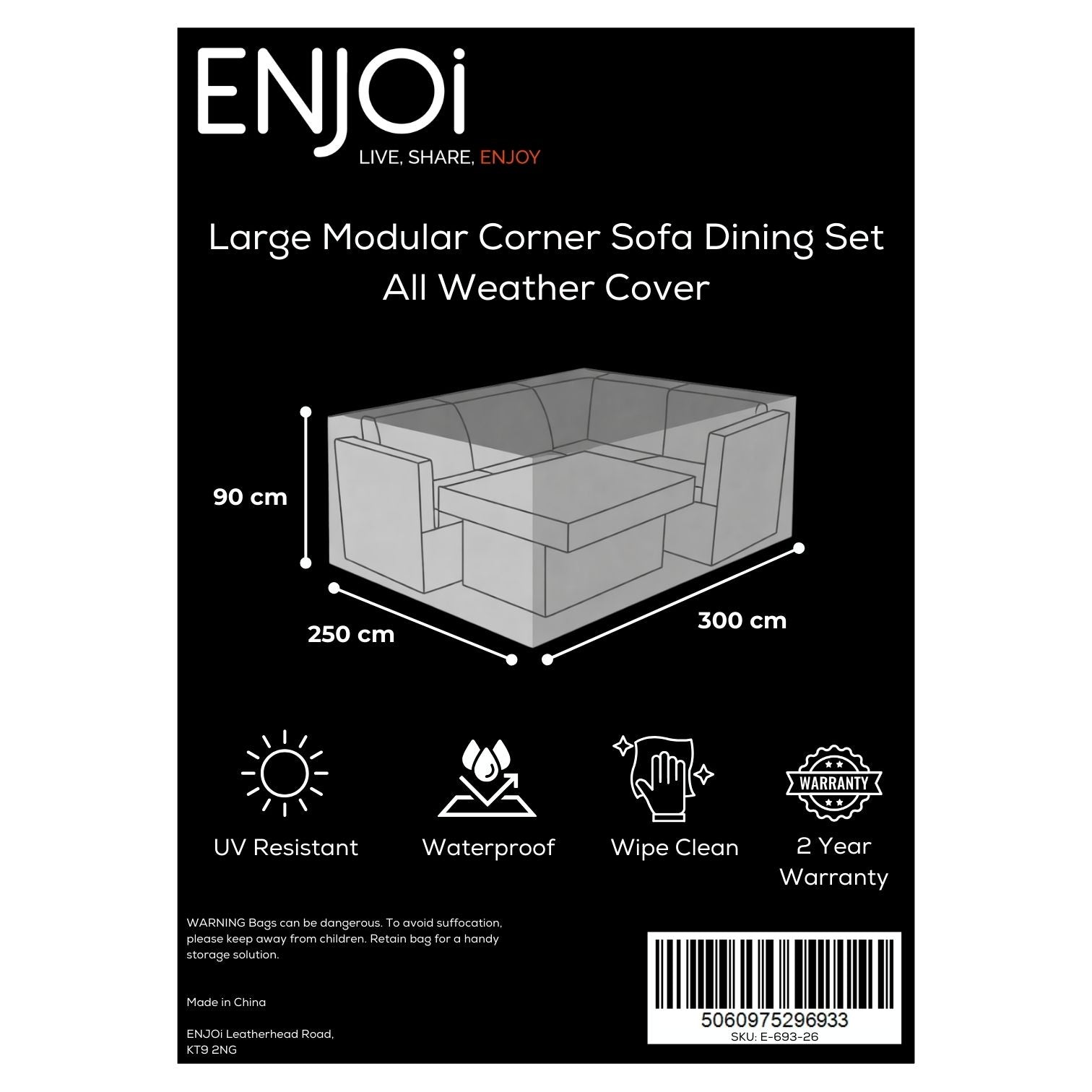 Large Modular Corner Sofa Dining Set All Weather Cover