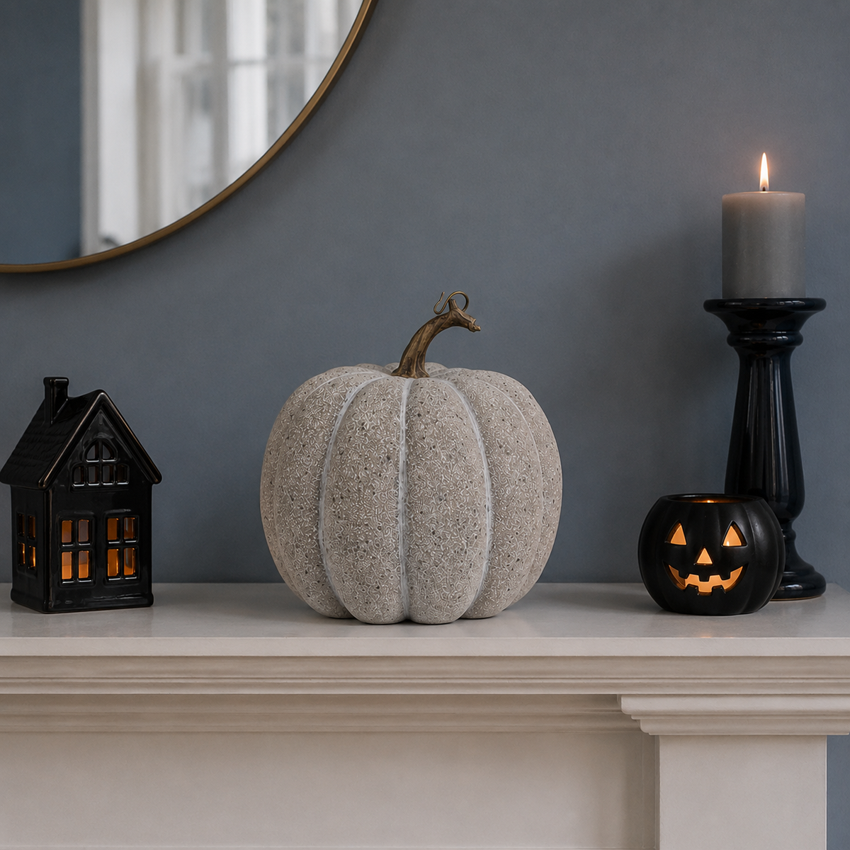 Grey Pumpkin Autumn Decoration