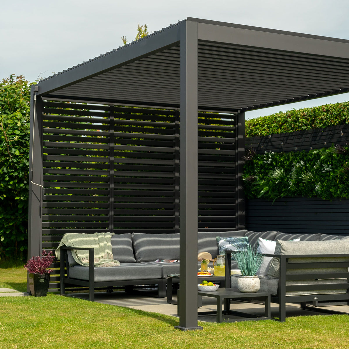 ENJOi Leo Fixed Horizontal Louvre Side Panel Anthracite Grey - 1.2m