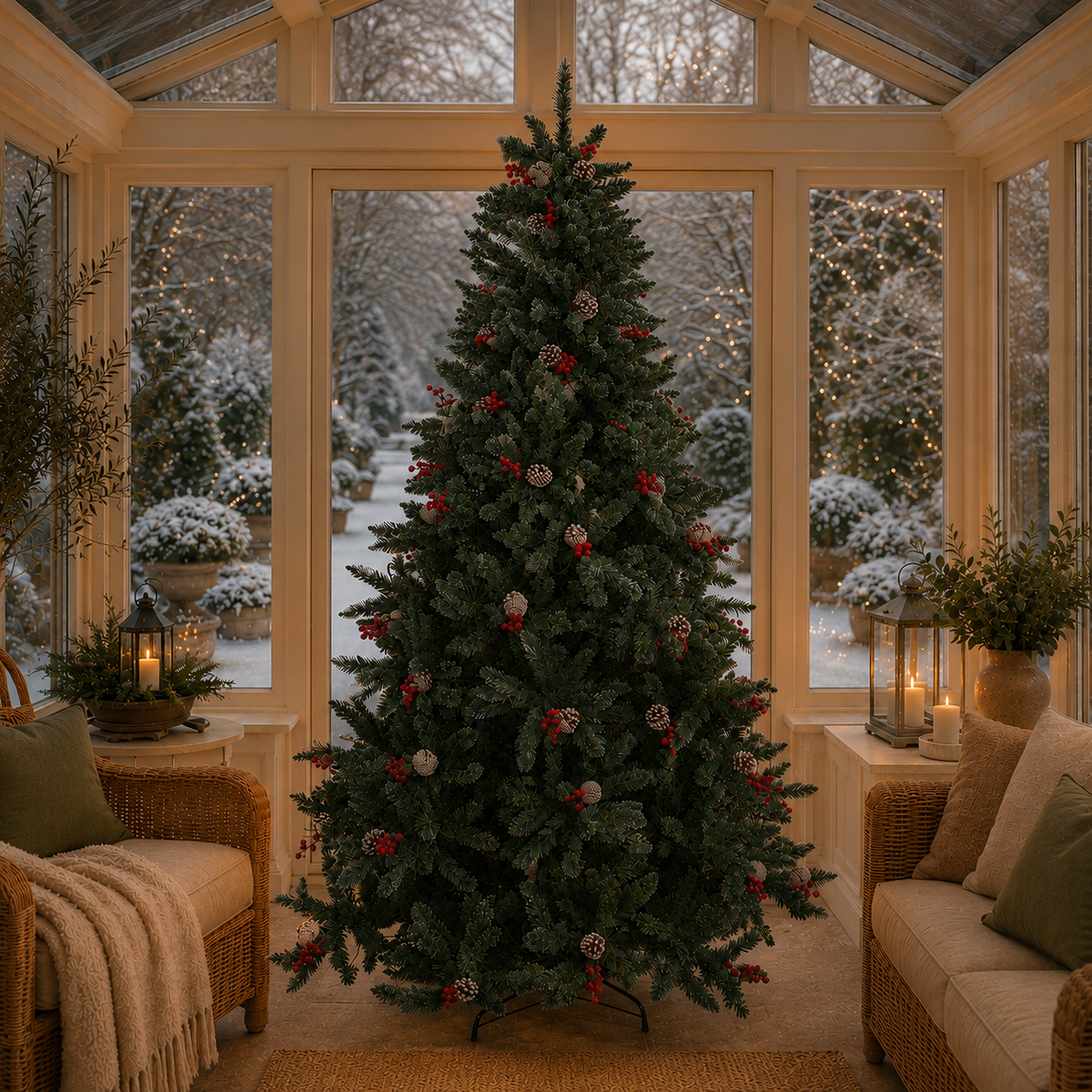 5ft Pre-Lit Frosted Pine BerryCone Artificial Christmas Tree
