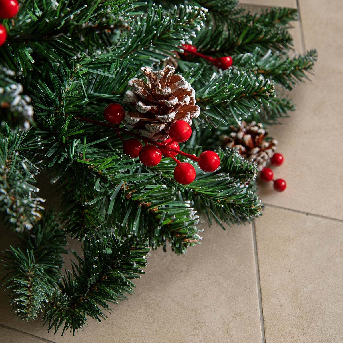 5ft Pre-Lit Frosted Pine BerryCone Artificial Christmas Tree
