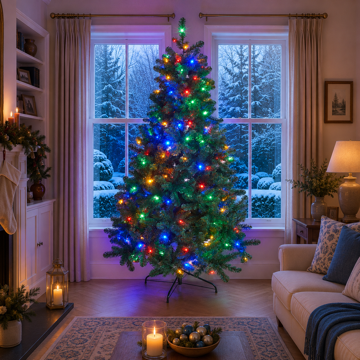 7ft Pre-Lit King Pine Artificial Christmas Tree