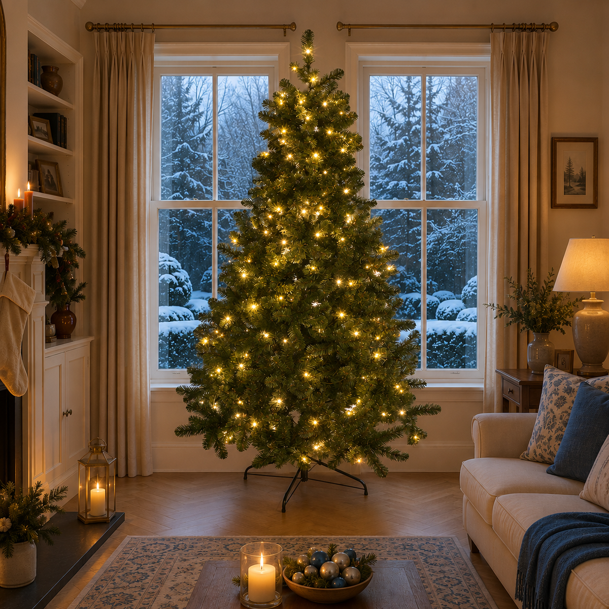 7ft Pre-Lit King Pine Artificial Christmas Tree
