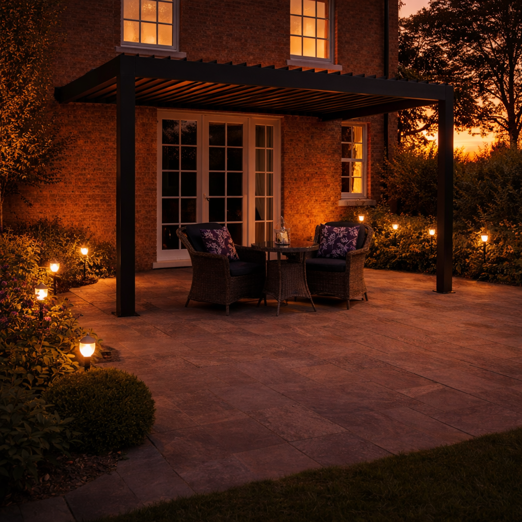 ENJOi Leo Aluminium Wall Mounted Rectangular Pergola Anthracite Grey - 4m x 3m